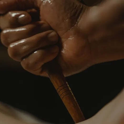 Massage with a wooden tool during maderotherapy