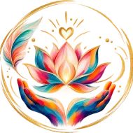 Illustration of a lotus flower in open palms