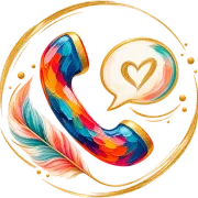 Illustration of a telephone receiver and a speech bubble with a heart