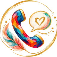 Illustration of a telephone receiver and a speech bubble with a heart