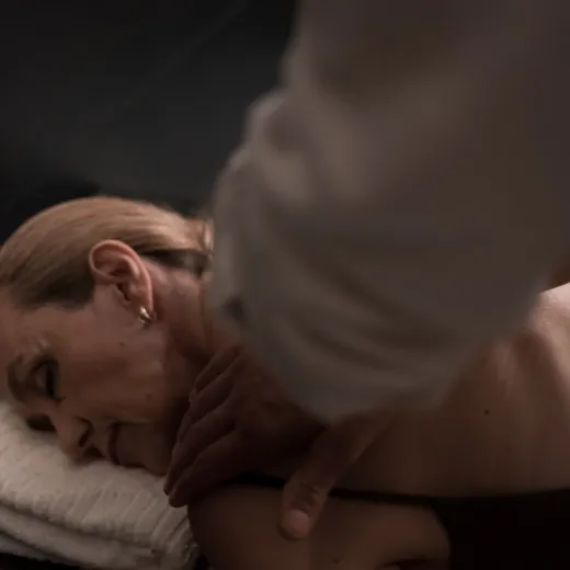 Neck and shoulder massage lying on the side