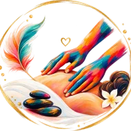 Illustration of hands giving a back massage